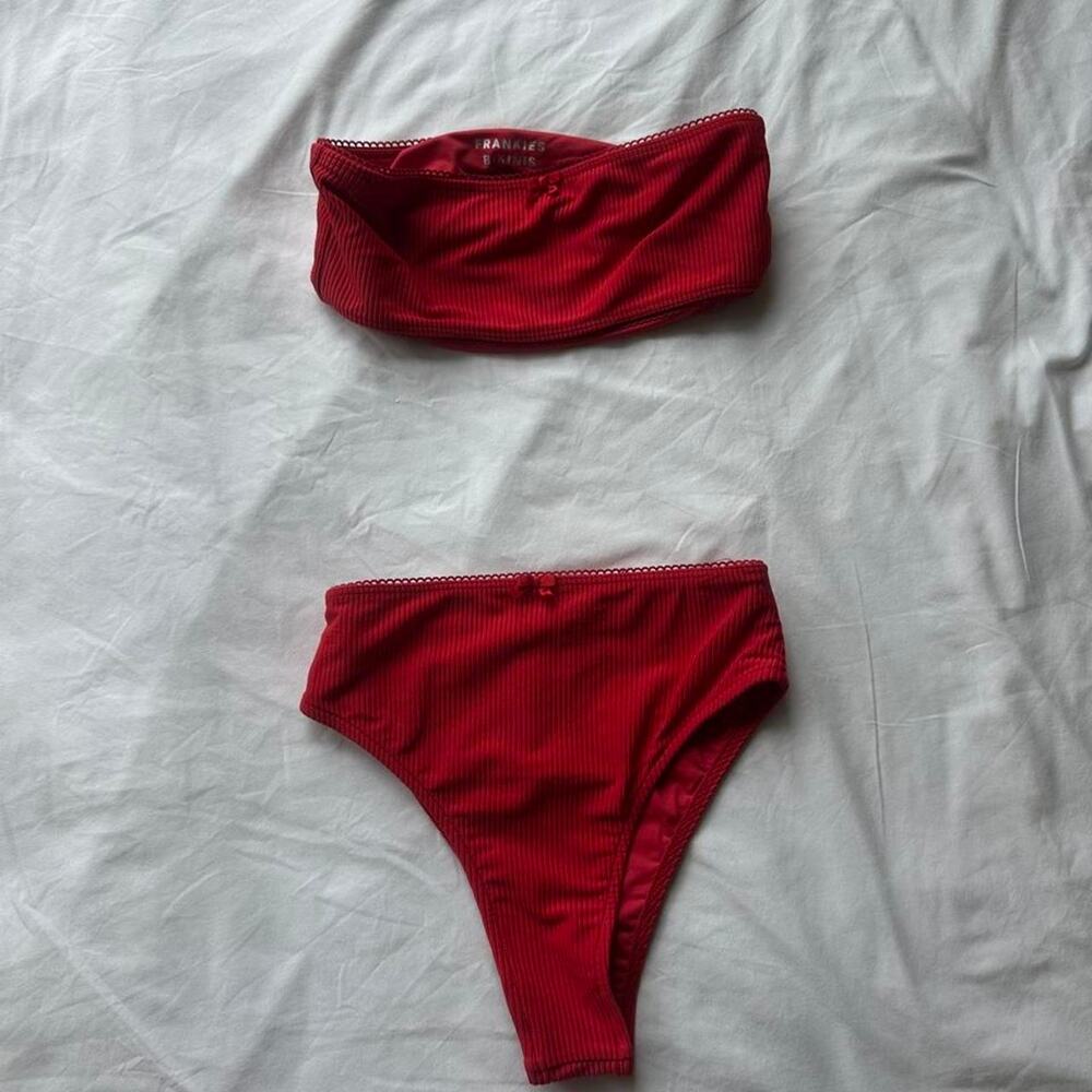 Frankies bikinis red ribbed bikini